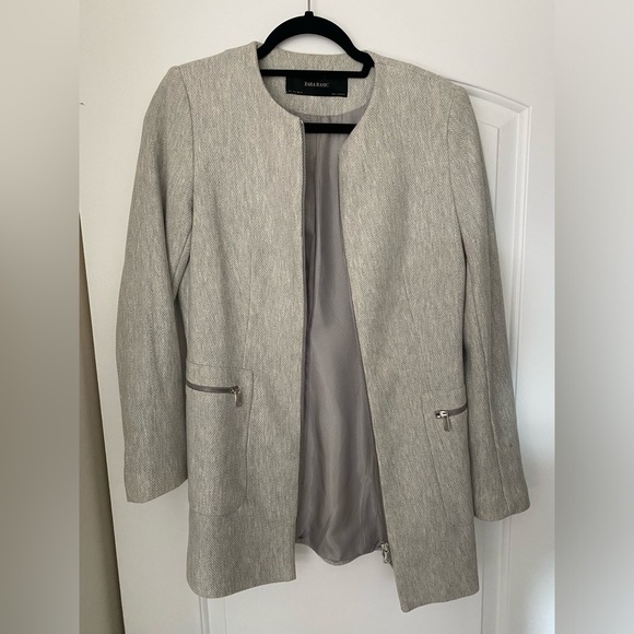 ZARA Long Collarless Blazer Jacket - Size L - Picture 2 of 6